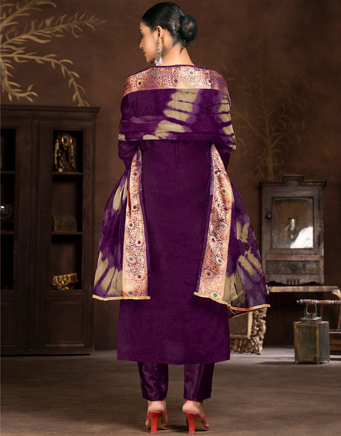 trendy purple modal butti designer party wear heavy salwar suit collection with purple santoon 13603-acy3691 Close-up View